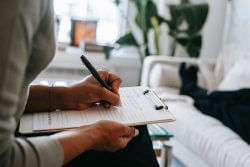 Women filling out a form